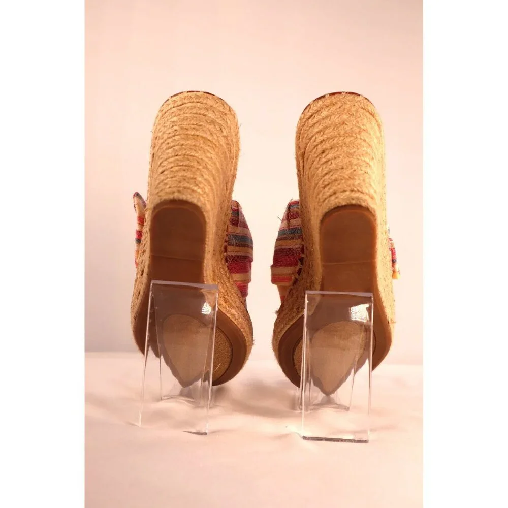 Sugar‎ By Striped Knotted Wedge Sandals Size 7.5